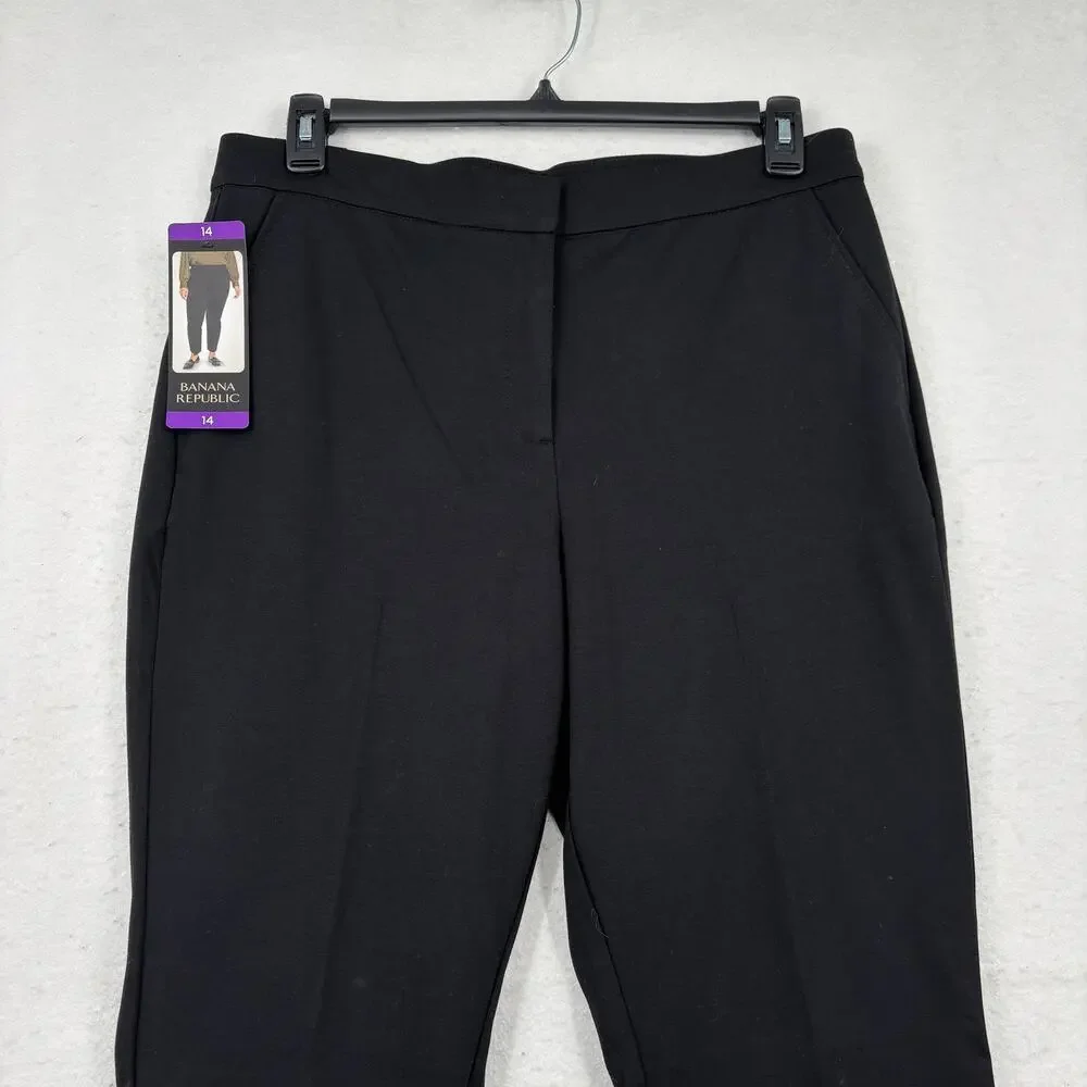 Banana Republic Pont Knit Pant Womens Size 14 Black High Rise Stretch Minimalist - Picture 5 of 15